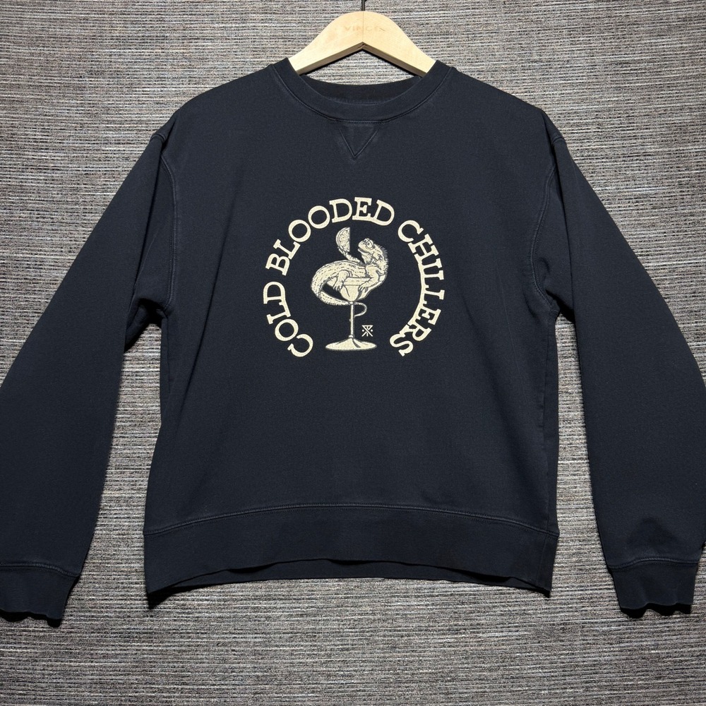 Roark Sweatshirt Womens S Black LS The Crew Cold Blooded Chillers WRF002 Graphic
